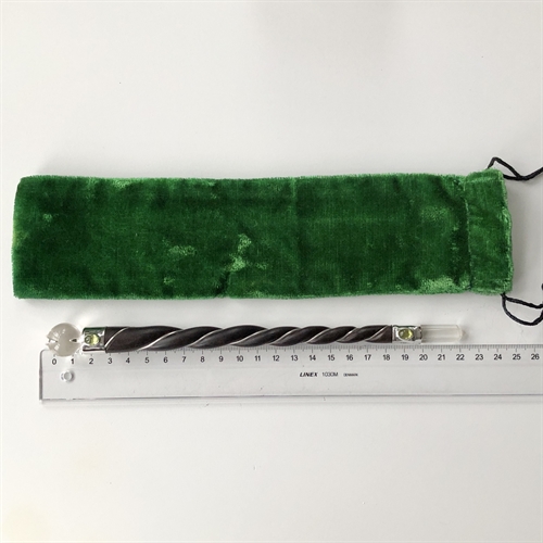 Healerstav i Rosentræ med Bjergkrystal og Peridot